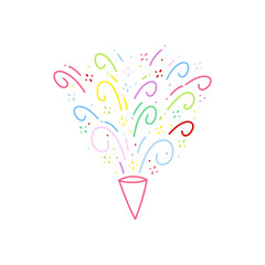 cute party popper isolated confetti explosion firecrackers celebration vector drawing illustration hand drawn style
