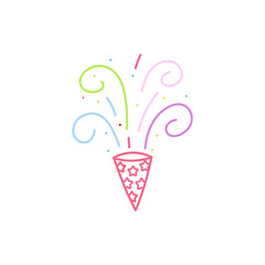 cute party popper isolated confetti explosion firecrackers celebration vector drawing illustration hand drawn style