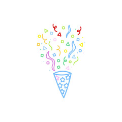 cute party popper isolated confetti explosion firecrackers celebration vector drawing illustration hand drawn style