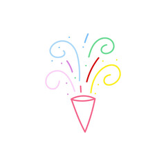 cute party popper isolated confetti explosion firecrackers celebration vector drawing illustration hand drawn style