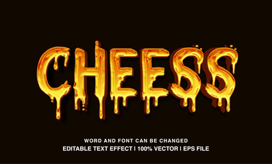 Cheese editable text effect template, 3d bold cartoon yellow slime texture typeface, premium vector