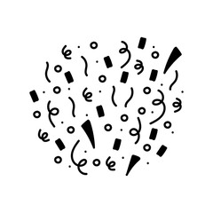 cute party popper isolated confetti explosion firecrackers celebration vector drawing illustration hand drawn style