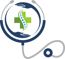 Stethoscope with hand care and medical cross inside