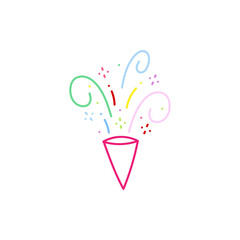 cute party popper isolated confetti explosion firecrackers celebration vector drawing illustration hand drawn style