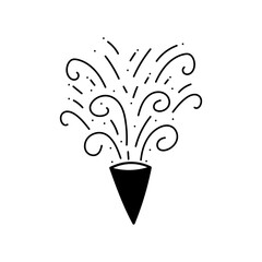 cute party popper isolated confetti explosion firecrackers celebration vector drawing illustration hand drawn style