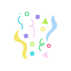 cute party popper isolated confetti explosion firecrackers celebration vector drawing illustration hand drawn style