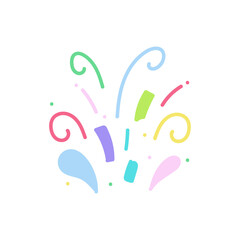 cute party popper isolated confetti explosion firecrackers celebration vector drawing illustration hand drawn style