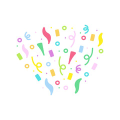 cute party popper isolated confetti explosion firecrackers celebration vector drawing illustration hand drawn style