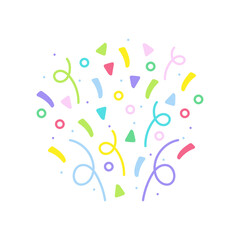 cute party popper isolated confetti explosion firecrackers celebration vector drawing illustration hand drawn style