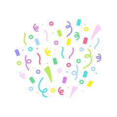 cute party popper isolated confetti explosion firecrackers celebration vector drawing illustration hand drawn style