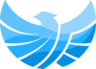 Simple eagle bird with sky