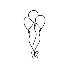 balloon in cartoon style Balloons for birthdays and parties Balloons fly by rope. balls isolated on white background. Flat icons for celebrations and festivities.