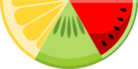 Fruit slice lemon kiwi and watermelon