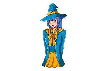 Cute Halloween Witch Character Illustration