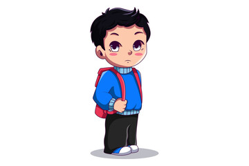 Cute Student Boy Character Illustration
