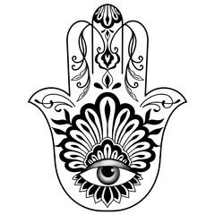 Hamsa hand tattoo design. Vector illustration eps10.