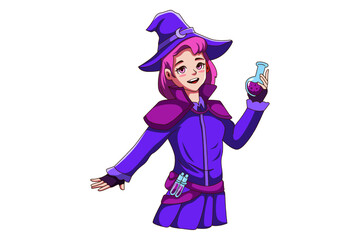 Cute Halloween Witch Character Illustration