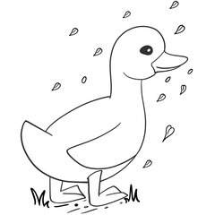 duck cartoon outline drawing 