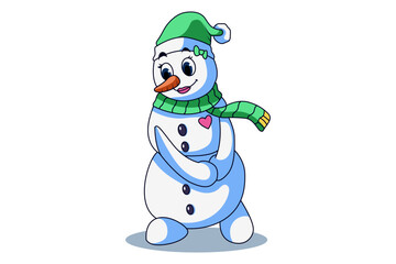 Cute Winter Snowman Character Illustration