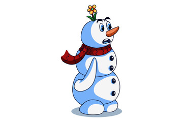 Cute Winter Snowman Character Illustration