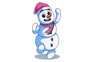 Cute Winter Snowman Character Illustration