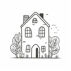 Fototapeta premium House sketch illustration, artistic, minimalistic, sketches, architectural, clean, stylish, creative projects.