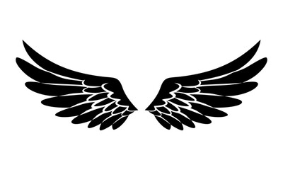 Vector flat design angel wings silhouette