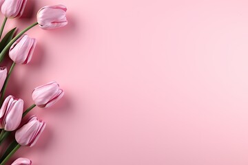 pink tulips isolated on pink