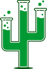 Cactus with simple laboratory bottle