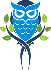 Owl with vines and leaf