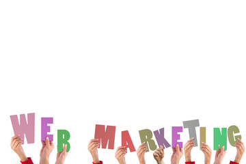 Digital png illustration of hands with wer marketing text on transparent background