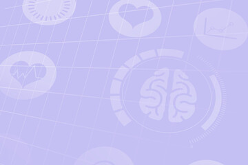 Digital png illustration of blue heart and brain medical icons on transparent background