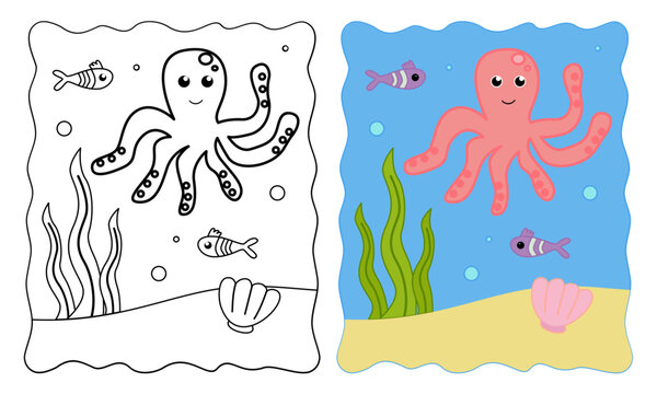 Marine background. Coloring book or Coloring page for kids