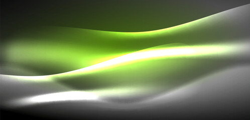 Neon-lit waves surge across background, mesmerizing dance of luminescence and motion. Dynamic backdrop captures essence of energy and modern aesthetics