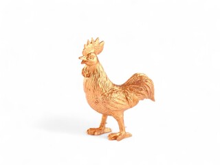 Fototapeta na wymiar Miniature animal golden rooster on white background