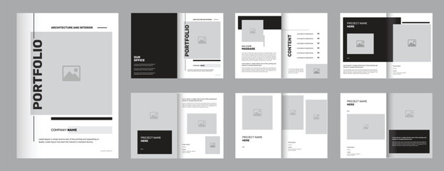Architecture Portfolio and Interior portfolio design template , minimal modern editable portfolio design vector