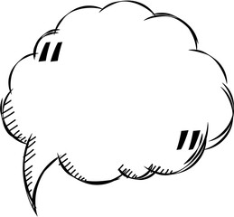 Black and white speech bubble balloon with quotation marks icon sticker memo keyword planner text box banner, flat png transparent element design