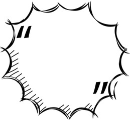 Black and white speech bubble balloon with quotation marks icon sticker memo keyword planner text box banner, flat png transparent element design