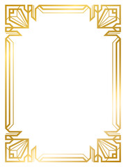 Art Deco gold frame vintage frame line geometric wedding label card frame png transparent background