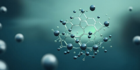 3d illustration of molecule model. Science background wit - obrazy, fototapety, plakaty