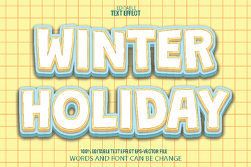 Winter Holiday Editable Text Effect 3D Cartoon Style