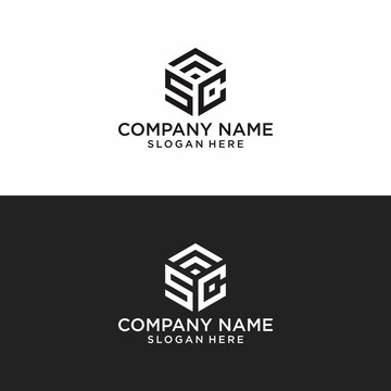 creative letter sc logo design vector          