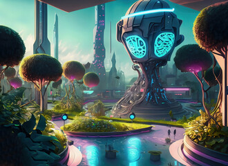 Futuristic Park in city 