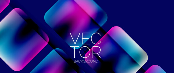 Dynamic bright colorful geometric elements with fluid gradients, lights, shadows blend in a minimal backdrop, creating captivating composition