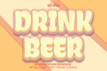 Drink Beer Editable Text Effect 3D Cartoon Style