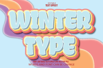 Winter Type Editable Text Effect 3D Cartoon Style