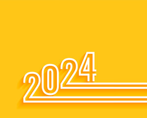 line style 2024 lettering new year yellow background design