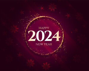 2024 new year snowflake background with golden sparkling effect