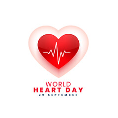 29th sept world heart day pulse background in papercut style