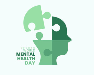 creative global mental health day poster with puzzle art human head